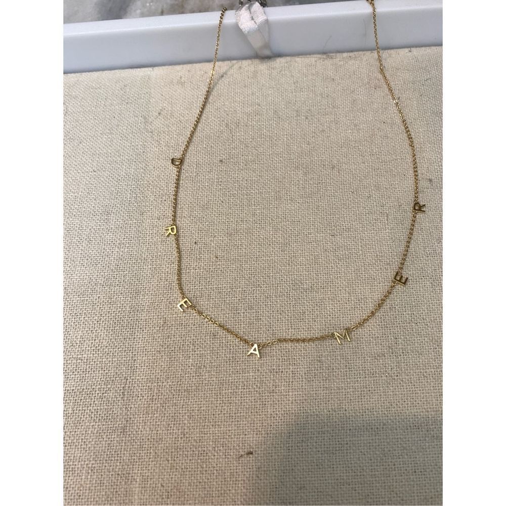 Gold Necklace with Dreamer Letters #inspired #goal setter